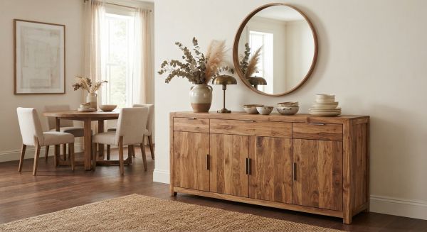 Sélectionnez un buffet en bois massif élégant pour votre salle à manger